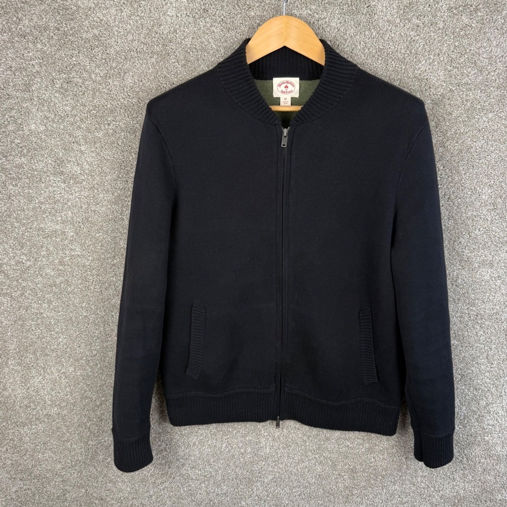 Brooks Brothers Red Fleece Mens Medium Navy Blue Full Zip Bomber Sweater - Picture 2 of 7